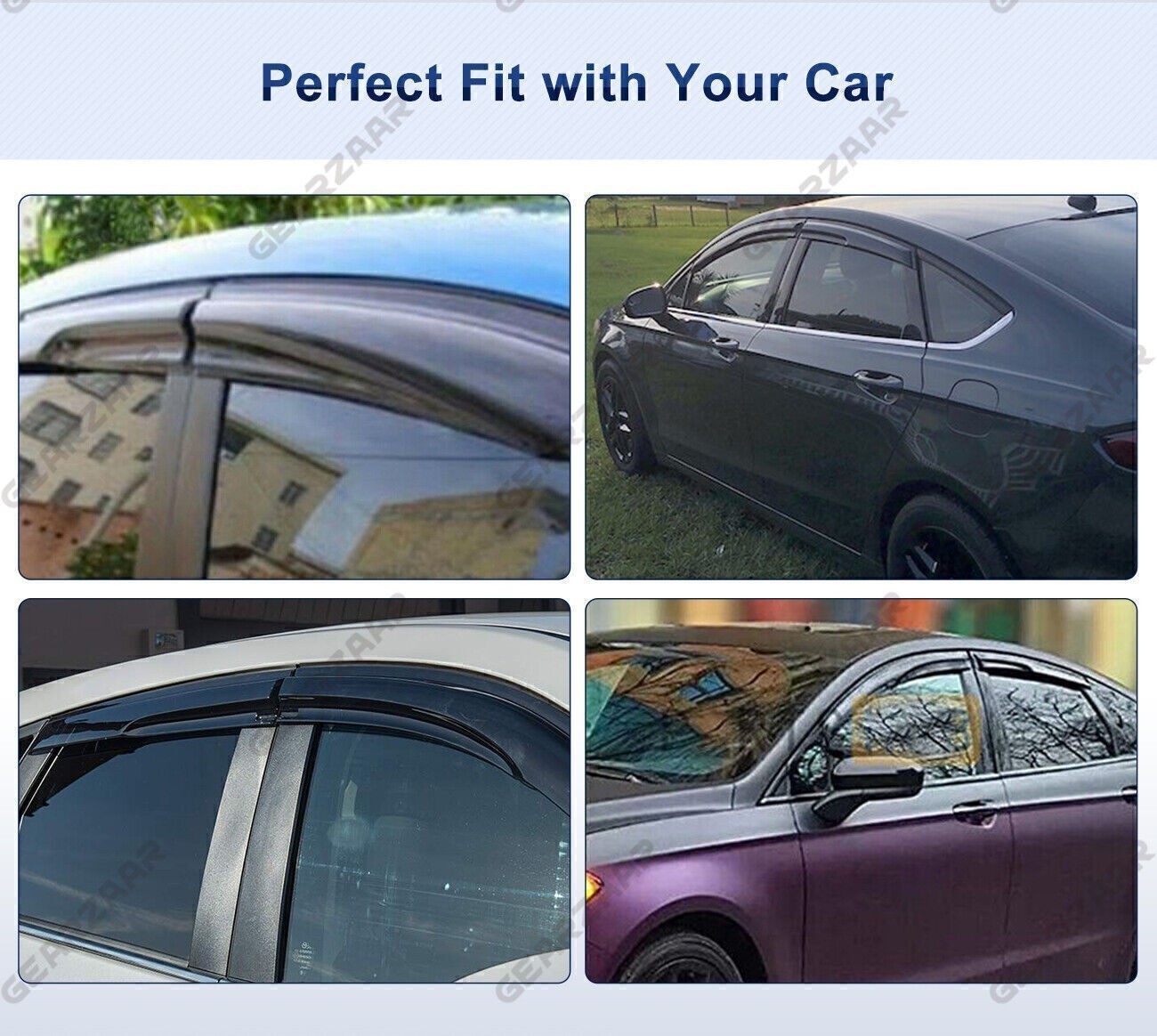 For Ford Fusion 2013-2020 Tape-on Window Vent Visors Rain Guards Deflectors