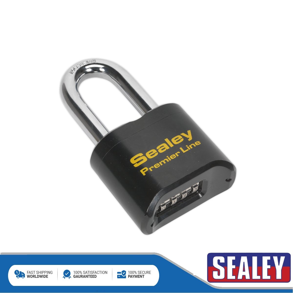 Sealey Premier� Steel Body Combination Padlock Long Shackle 62mm PL603L