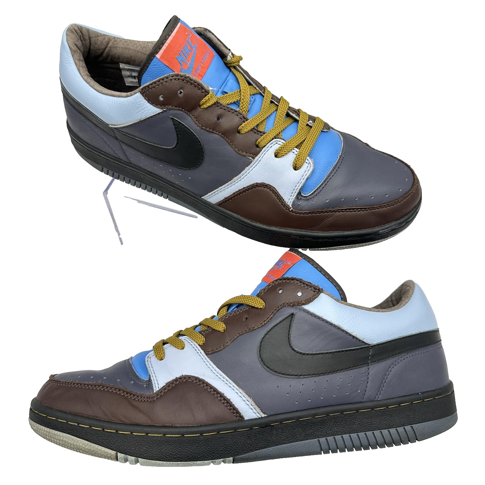 Nike Force Court Low Shoes Mens Size 15 Brown Blue Leather Sneakers 313940-001