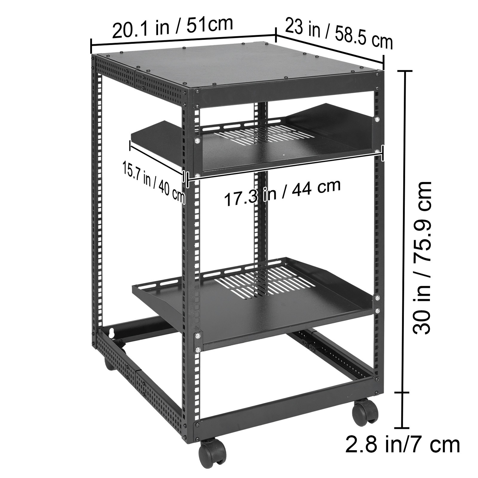 Uimoso 15U 4-Post Adjustable Open Frame Server Rack for Network Equipment