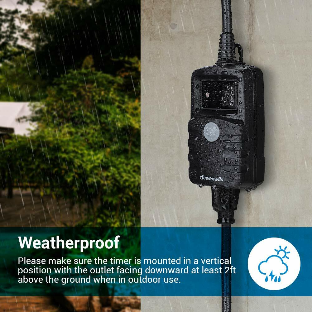 DEWENWILS Sensor Timer Weatherproof Countdown Photocell Plug in Timer 2 Pack