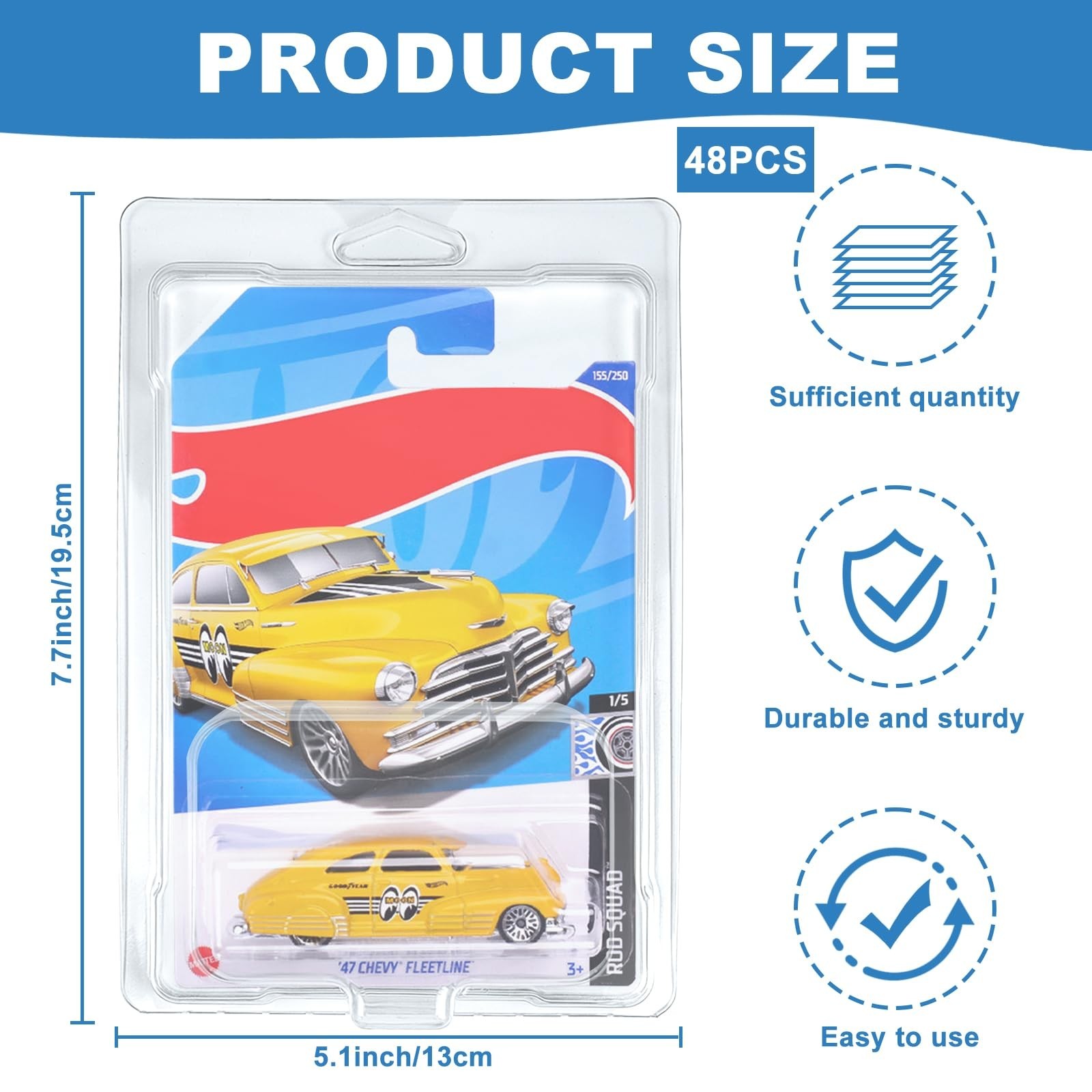 48 Pcs Clear Protector Cases Model Car Clamshell Cases Display Case, Clear Pr...