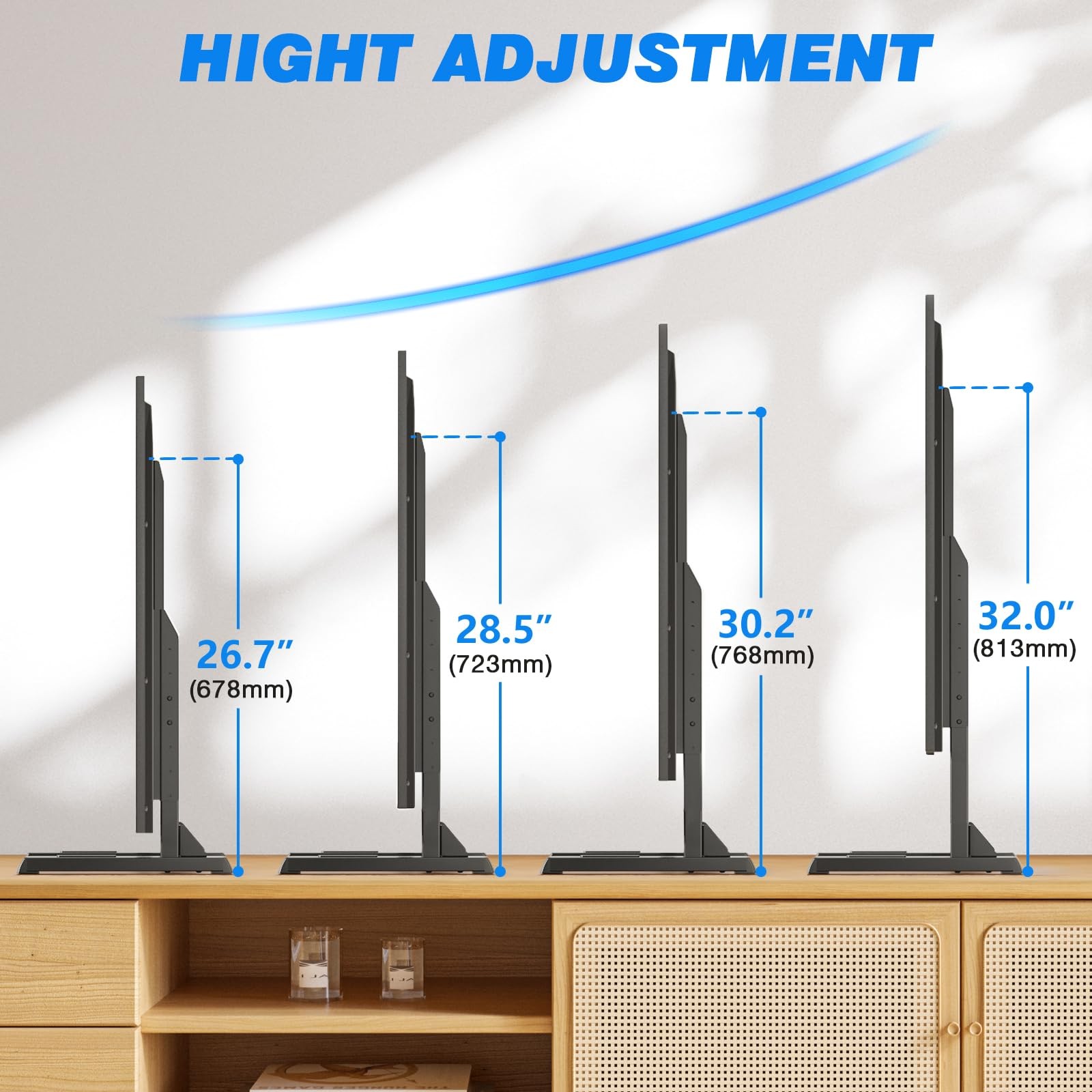 Universal TV Stand Base for 24-80 Inch TVs, Table Top TV Stand with Adjustabl...