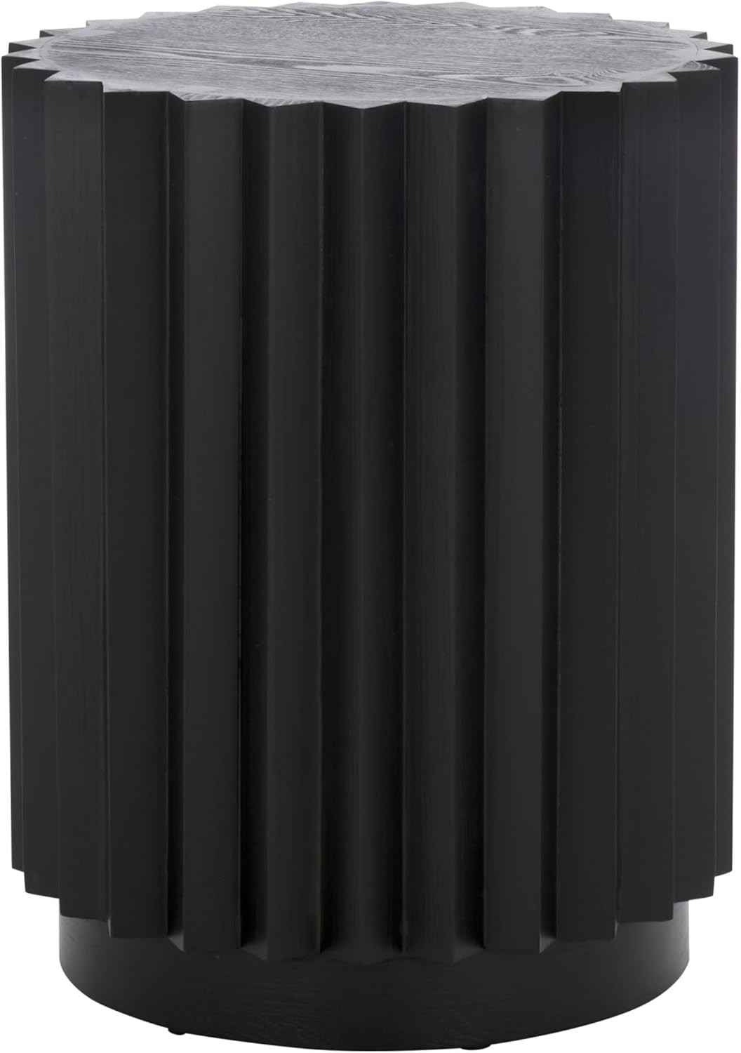 SAFAVIEH Home Collection Arashi Black round Cylinder Pedestal End Table (Fully A