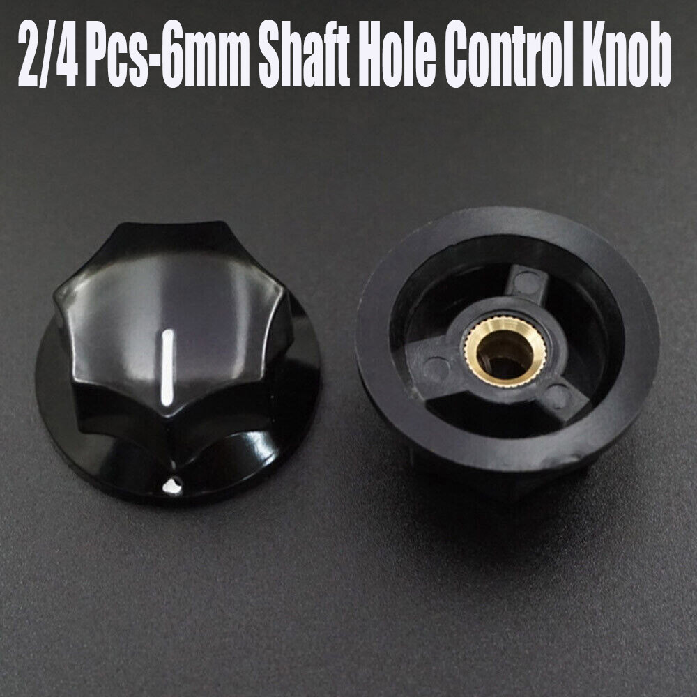 2/4 Pcs 6mm Shaft Hole White Mark Rotary Potentiometer Control Knob 33x17mm NEW
