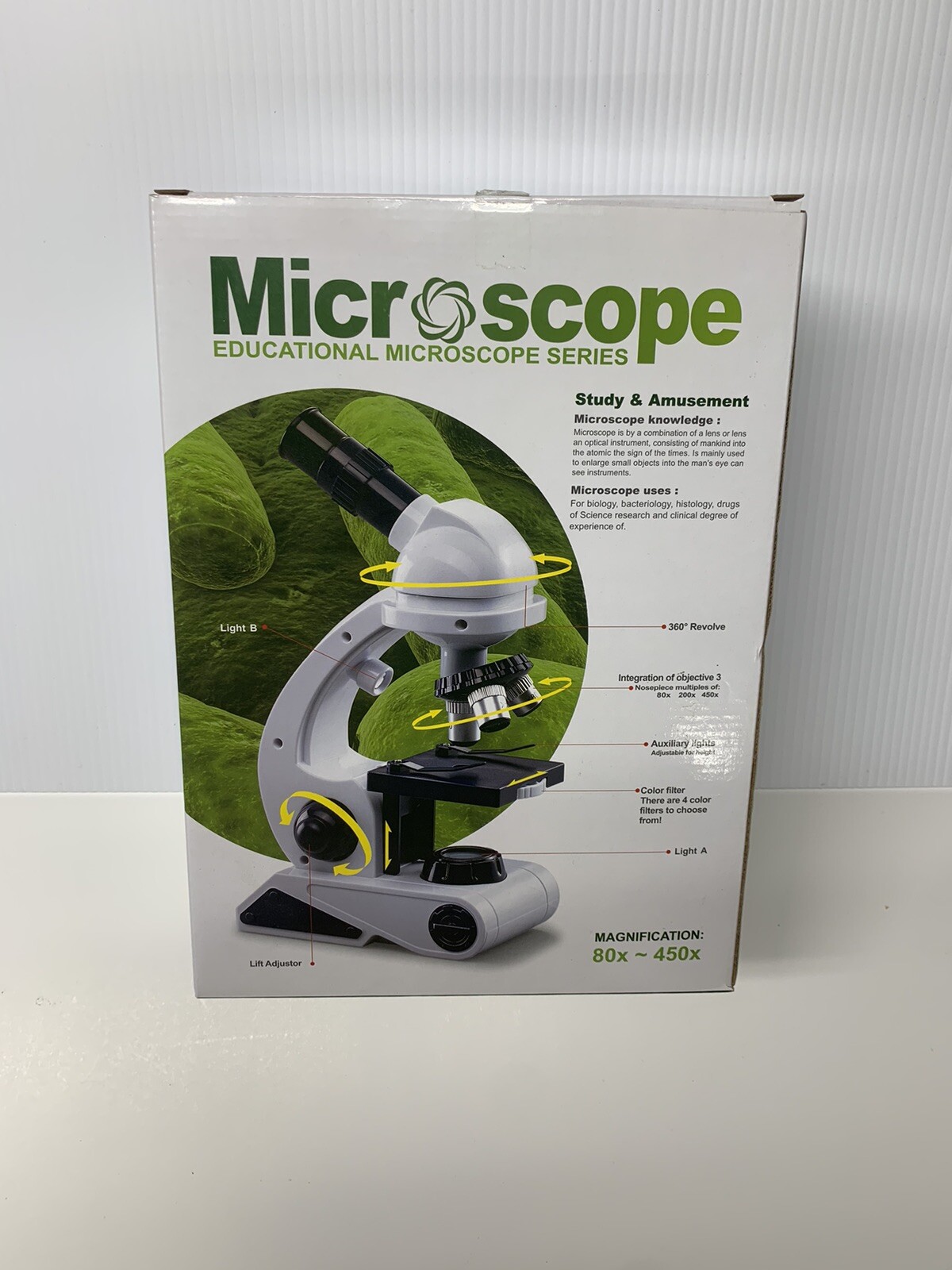 Educational microscope Item For Young Learners 80x~450x Ages 8+ With Aux Tools