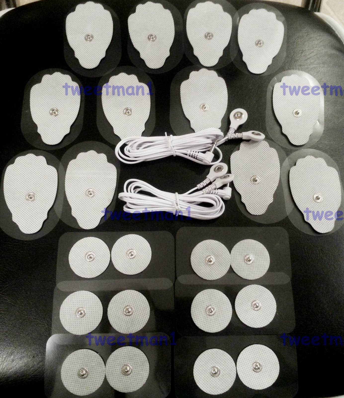 2 ELECTRODE DUAL SNAP LEAD WIRES- 3.5mm Plug+(12LG + 12SM)Massage Electrode Pads