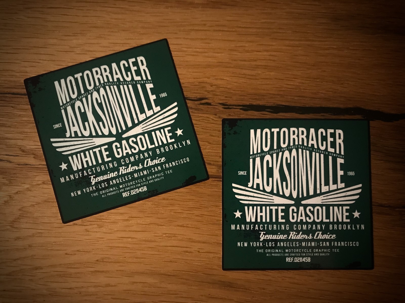 2x Motorcacer Sticker Gasoline Oil Oil USA V2 Bike Retro Rider Old School #024