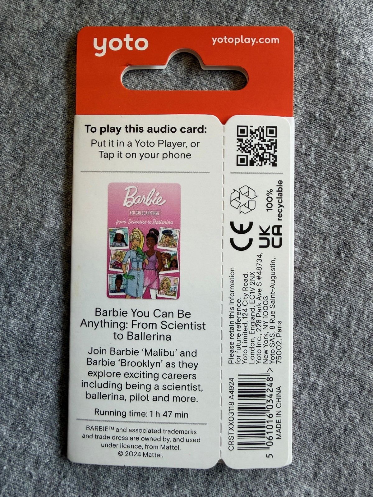Yoto Barbie You Can Be Anything Scientist to Audio Card Educational Kindergarten