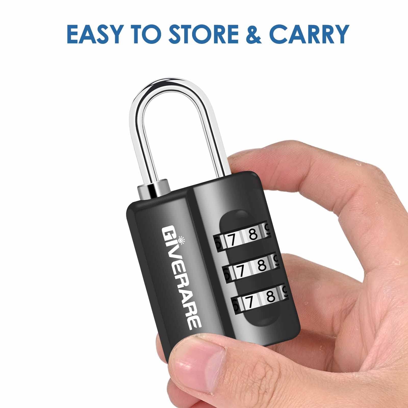 GIVERARE 4 Pack Combination Lock, 3-Digit Padlock Keyless, Small, Black