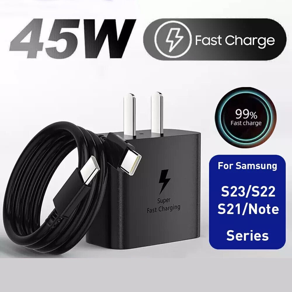 45W Super Fast Wall Charger 6FT Type USB-C Cable For Samsung Galaxy S21 S22 S23