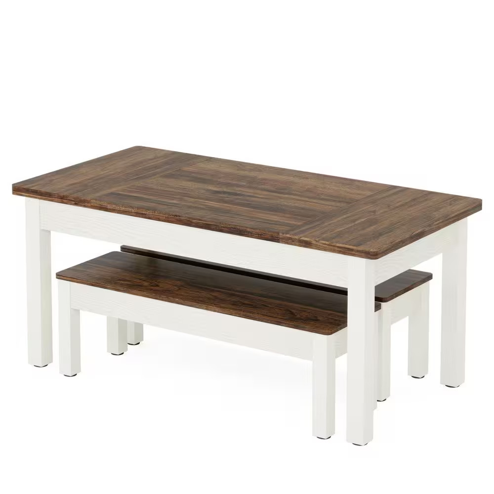 Roesler 3-Piece Rectangle Brown Wood Top Dining Table Set Kitchen Table Set Dine