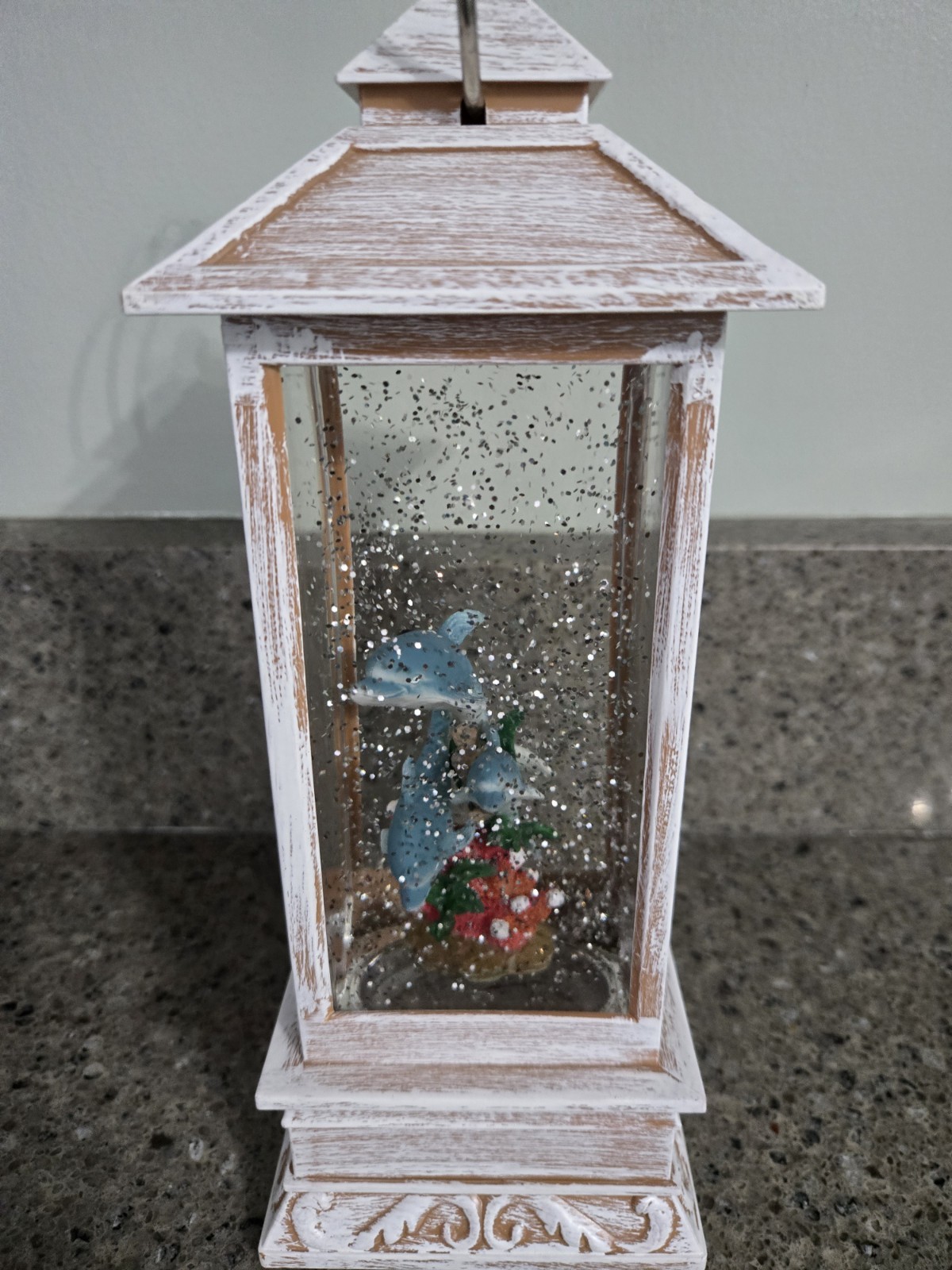 Dolphins Lighted Glitter Water Globe Lantern