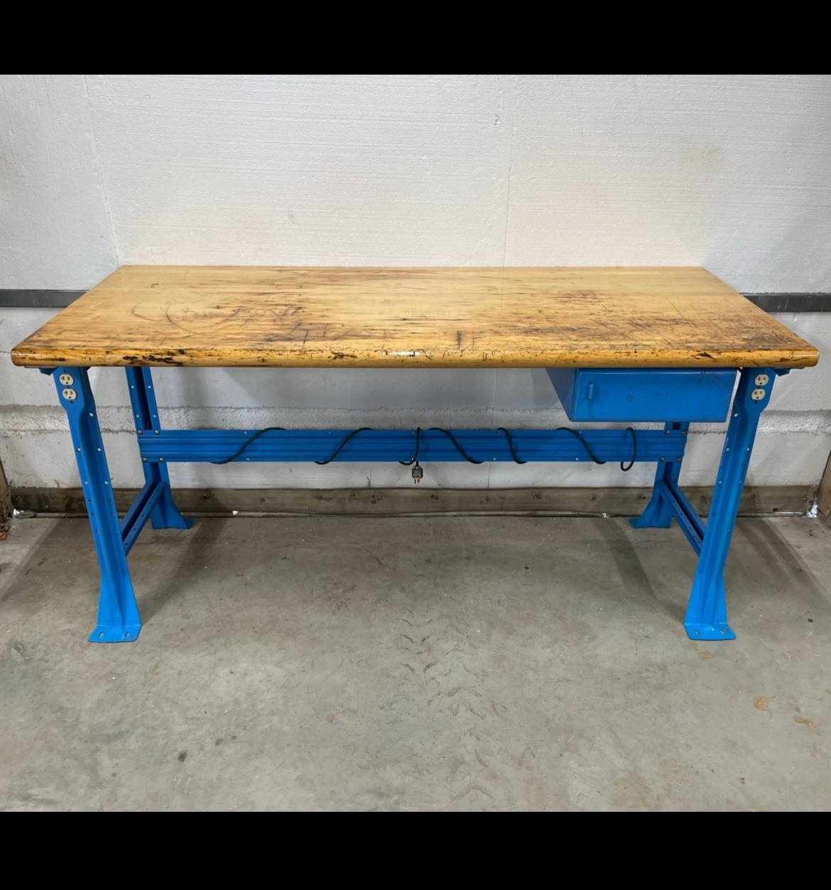 Vintage EQUIPTO Workbench Butcher Block Table Top Industrial BLUE 72x30 * NICE