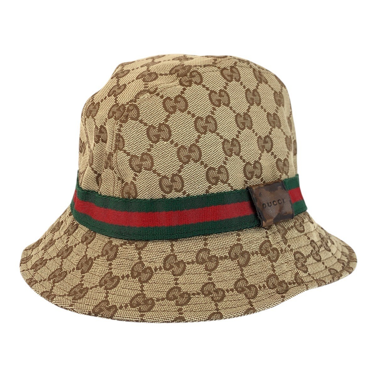 GUCCI Web Stripe Bucket hat beige GG canvas GG
