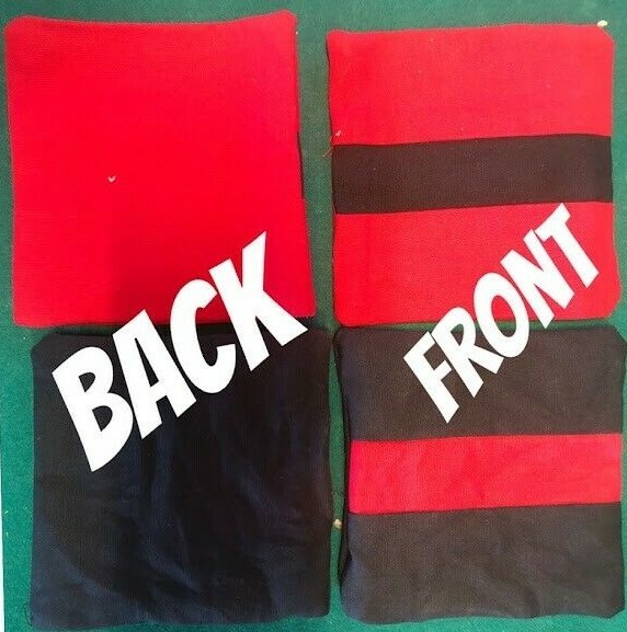 8 official UNFILLED ACA Cornhole bags triple stitched duck cloth Red black