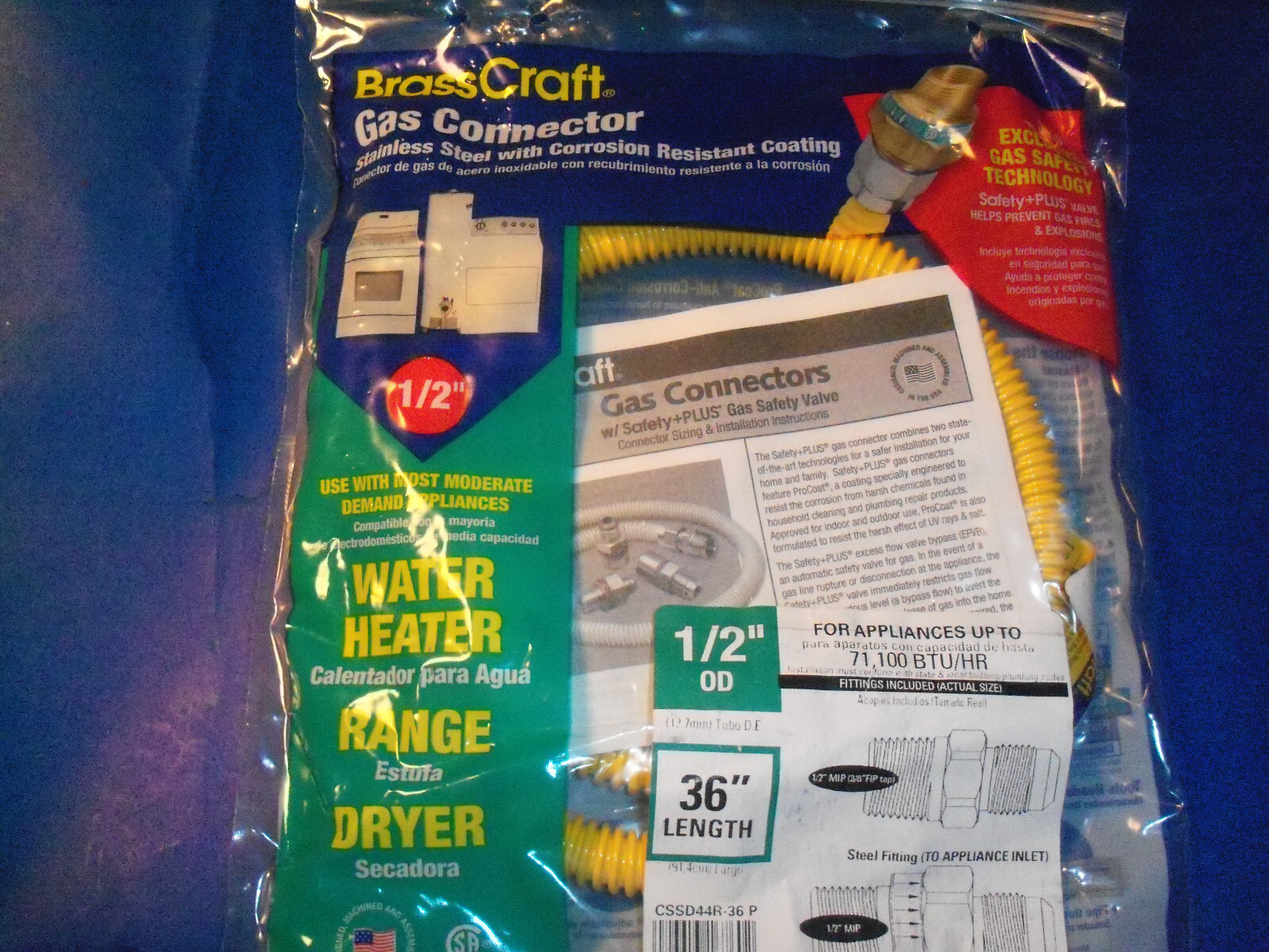 NEW CSSD44R-36 P BRASSCRAFT GAS CONNECTOR WATER HEATER RANGE DRYER TH