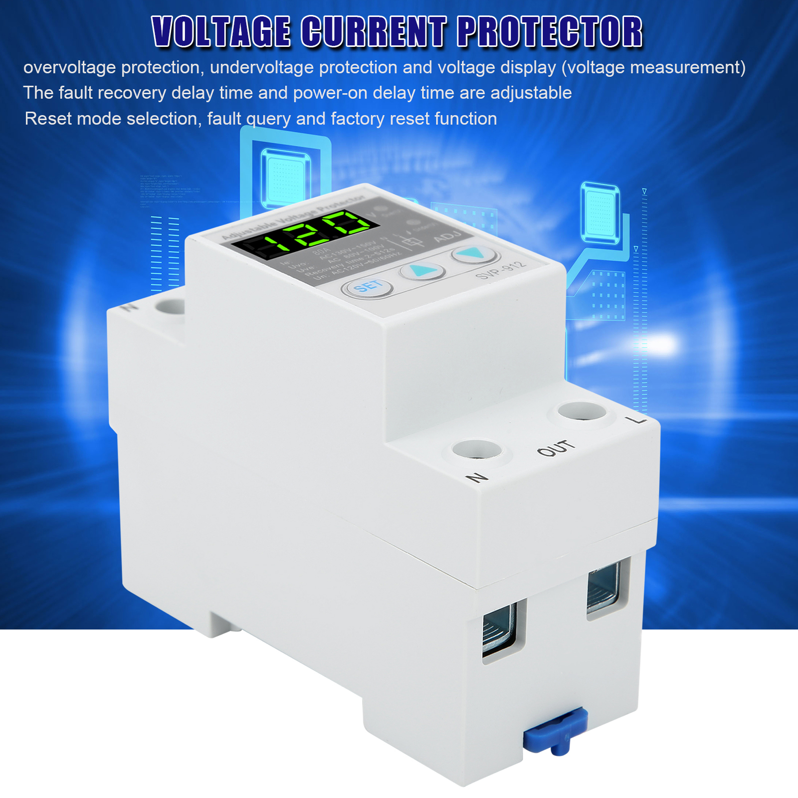 120VAC 80A Adjustable SelfRecovery Under Voltage Auto-Reset Protection Switch