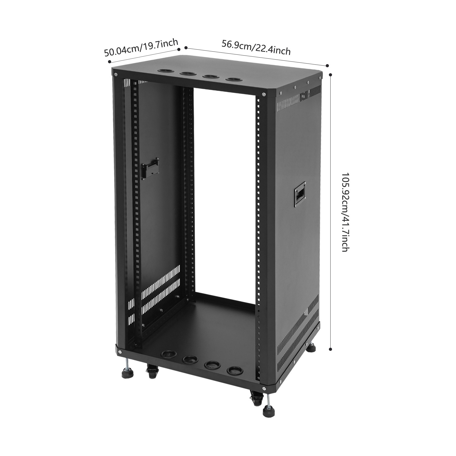 22U DJ Mixer Stand Rolling Stereo & Server Rack with Wheel Open Frame for Audio