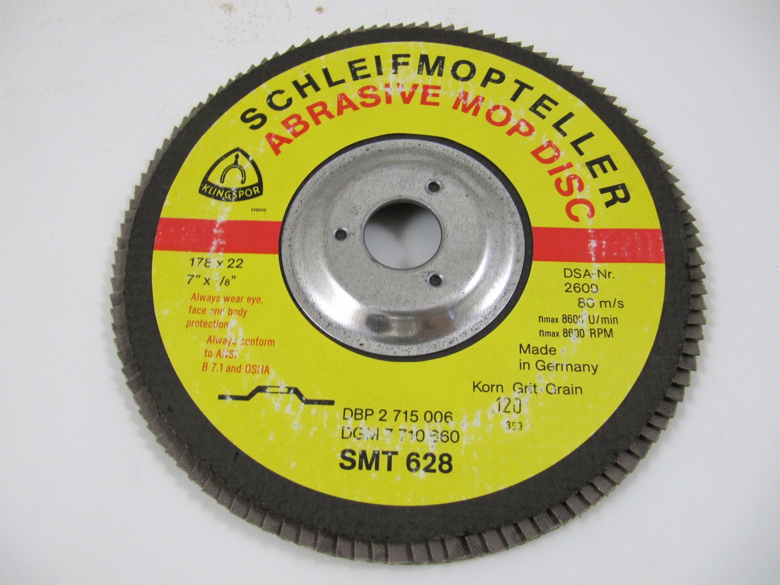 Klingspor Grinding and Blending Discs 8600 1min Grit120, 178X22mm SDK.G120