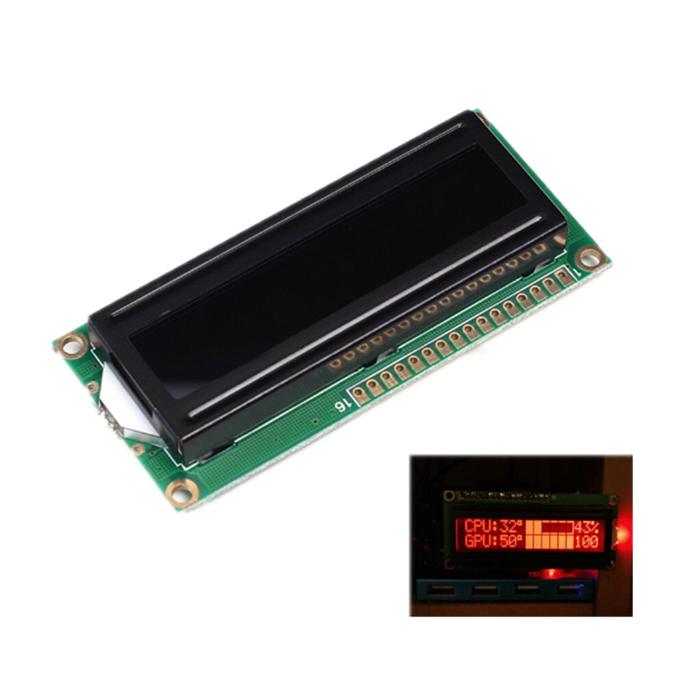 DC 5V LCD 1602A 16x2 Dot Matrix Red Character LCD Screen Module Black Background