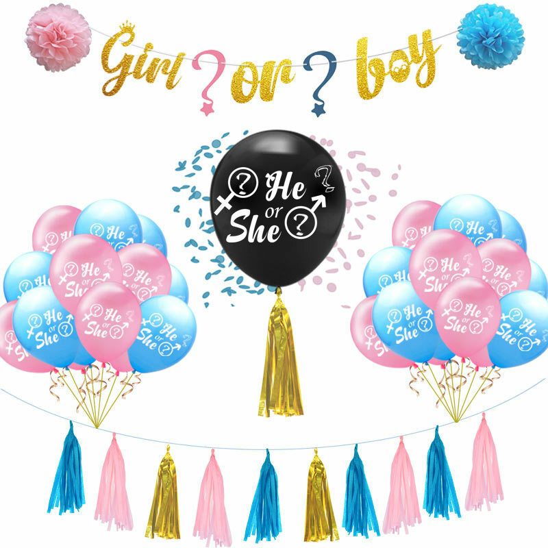 Gender Reveal Baby Announcement Confetti Balloon Party Decoration Supplies