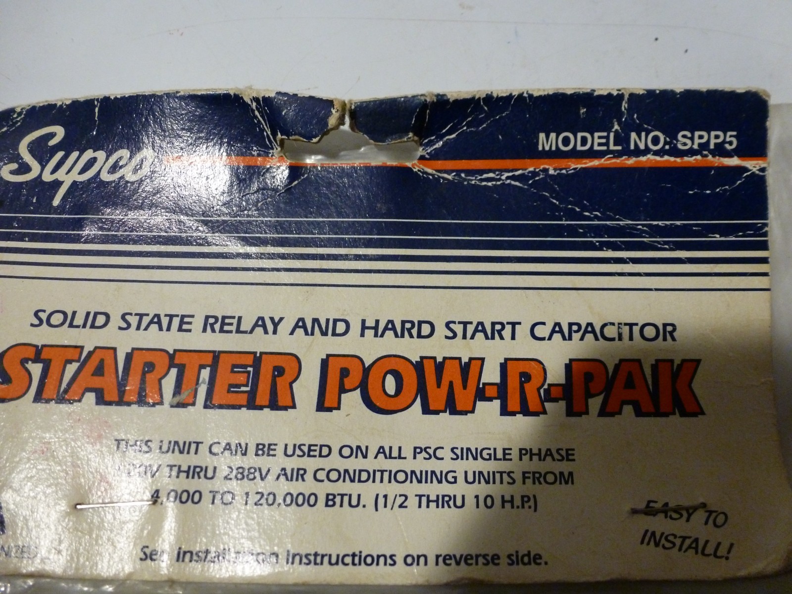 NOS SUPCO MODEL SPP5 STARTER POW-R-PAK SOLID STATE RELAY & HARD START CAPACITOR