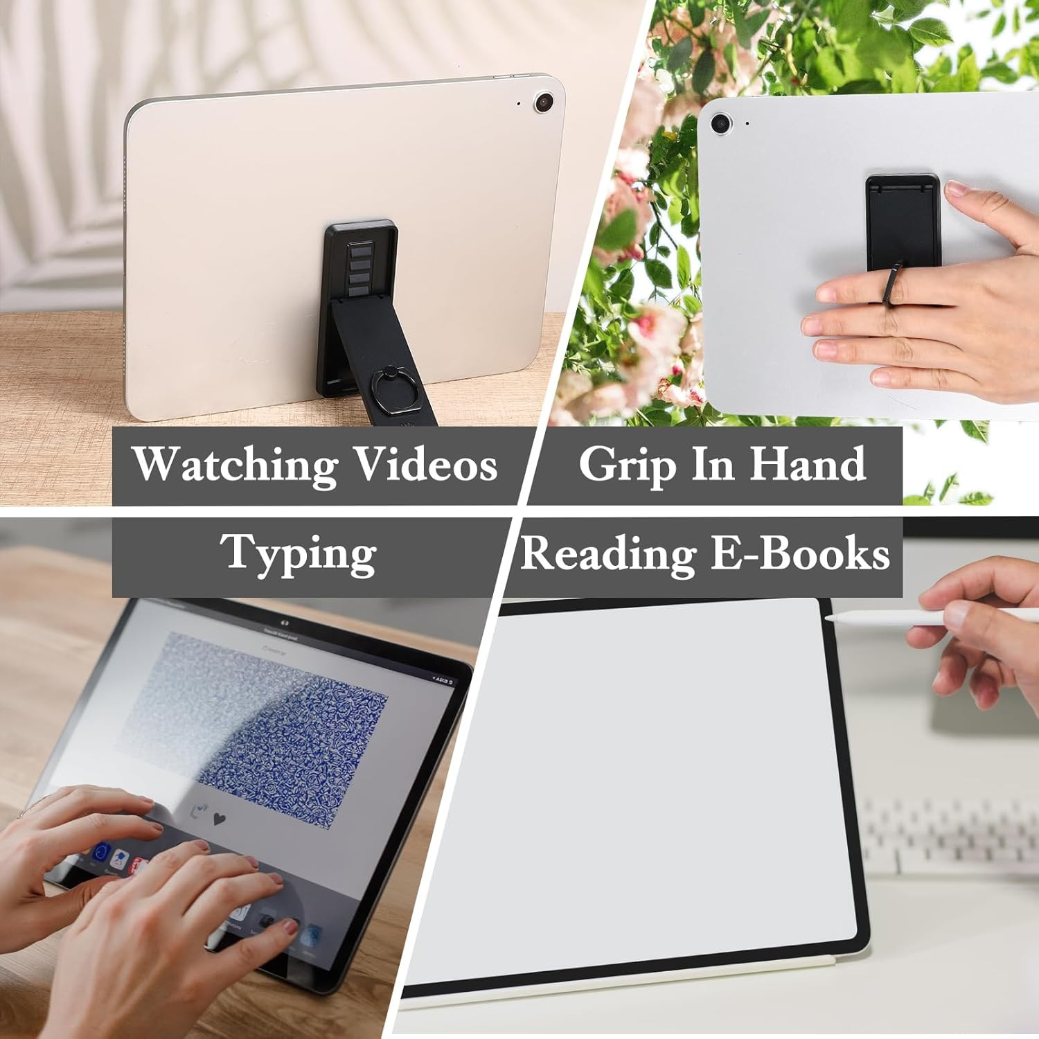 Universal Tablet Ring Holder Black Tablet Stand Foldable Multi Angle Tablets Gri