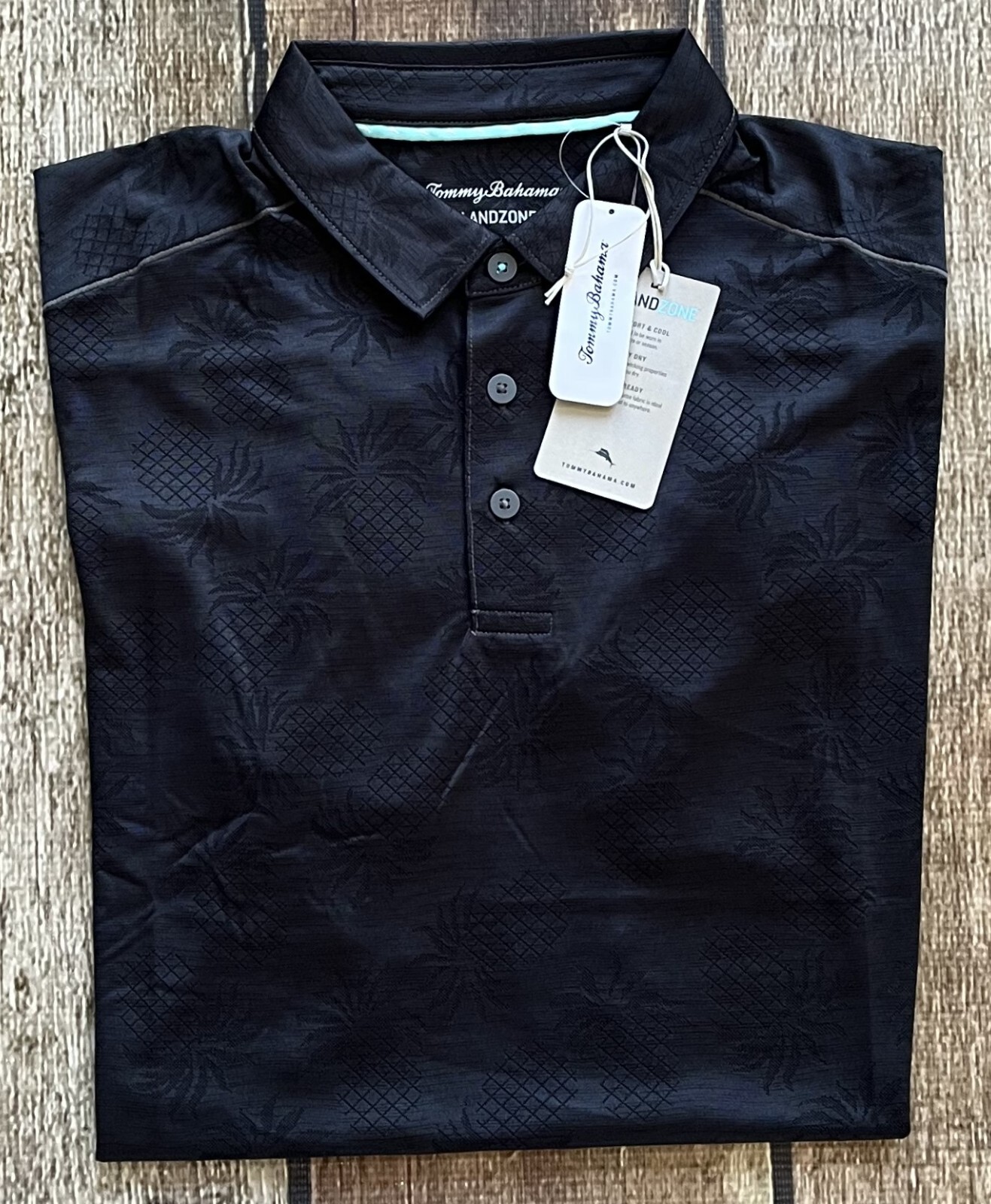 TOMMY BAHAMA ISLANDZONE PINEAPPLE PALM COAST POLO BLACK MENS XL X-LARGE NEW $110
