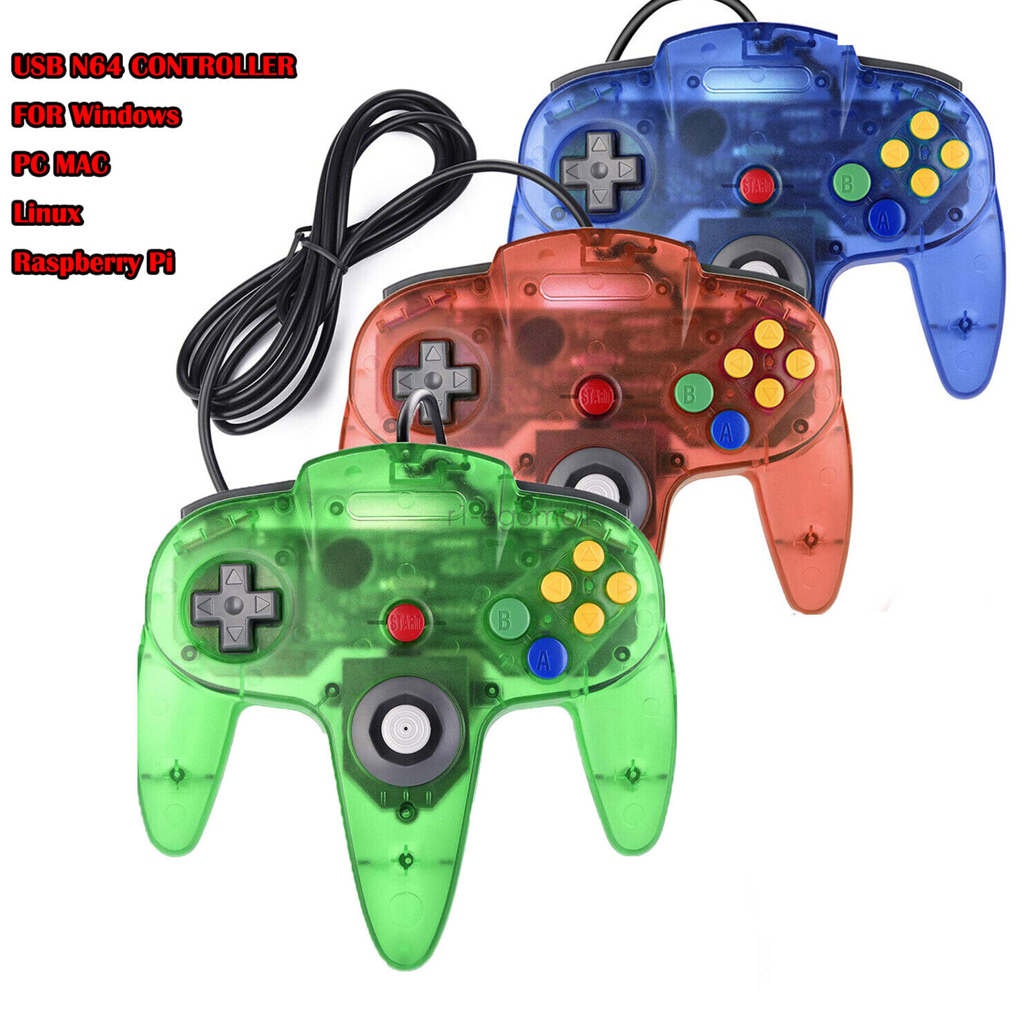 New USB/N64 Controller Gamepad Wired Game Joypad for Nintendo 64 Console/PC Mac