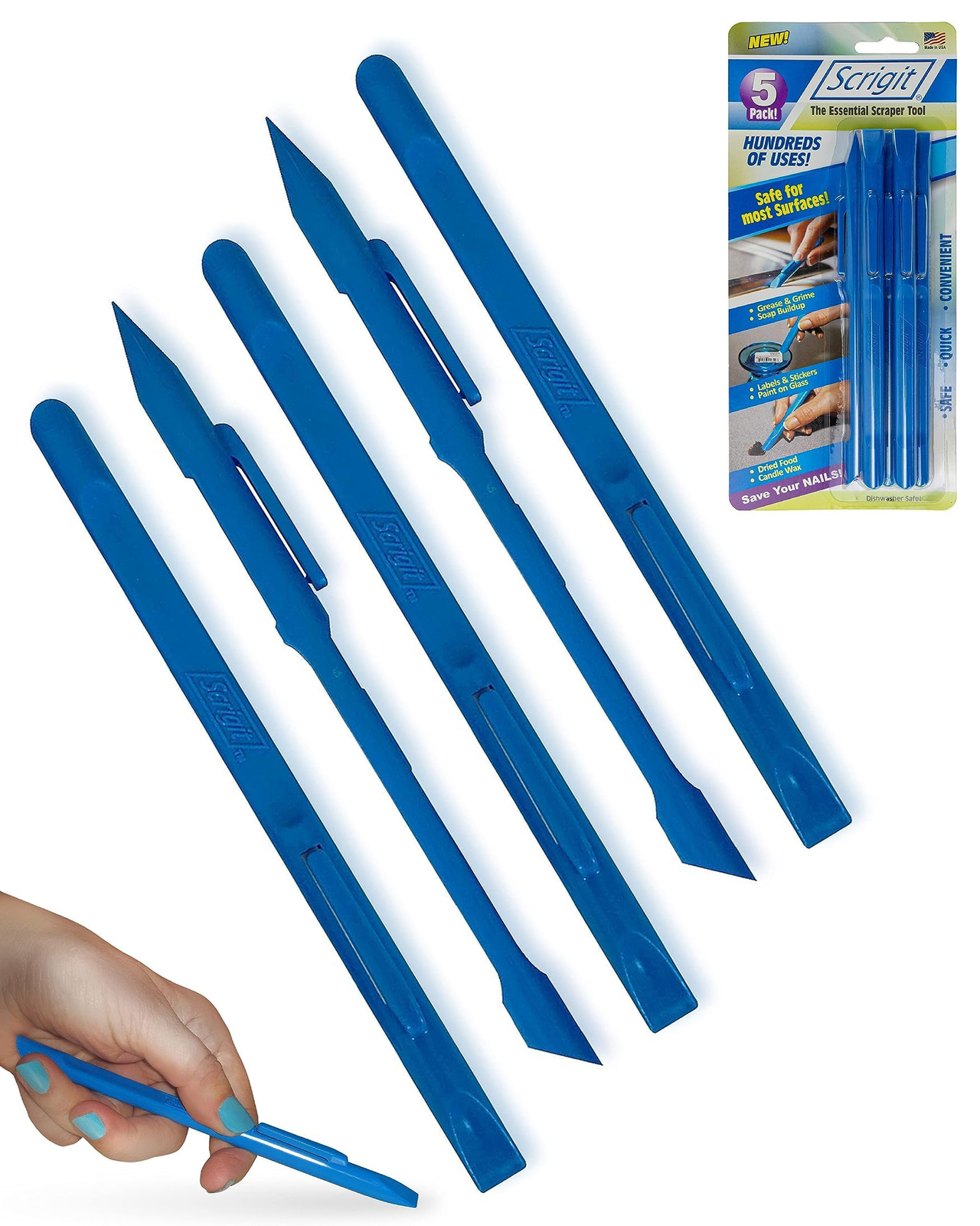 Scrigit Scraper No-Scratch Plastic Scraper Tool, 5-Pack Multi-Use Scraping Tool