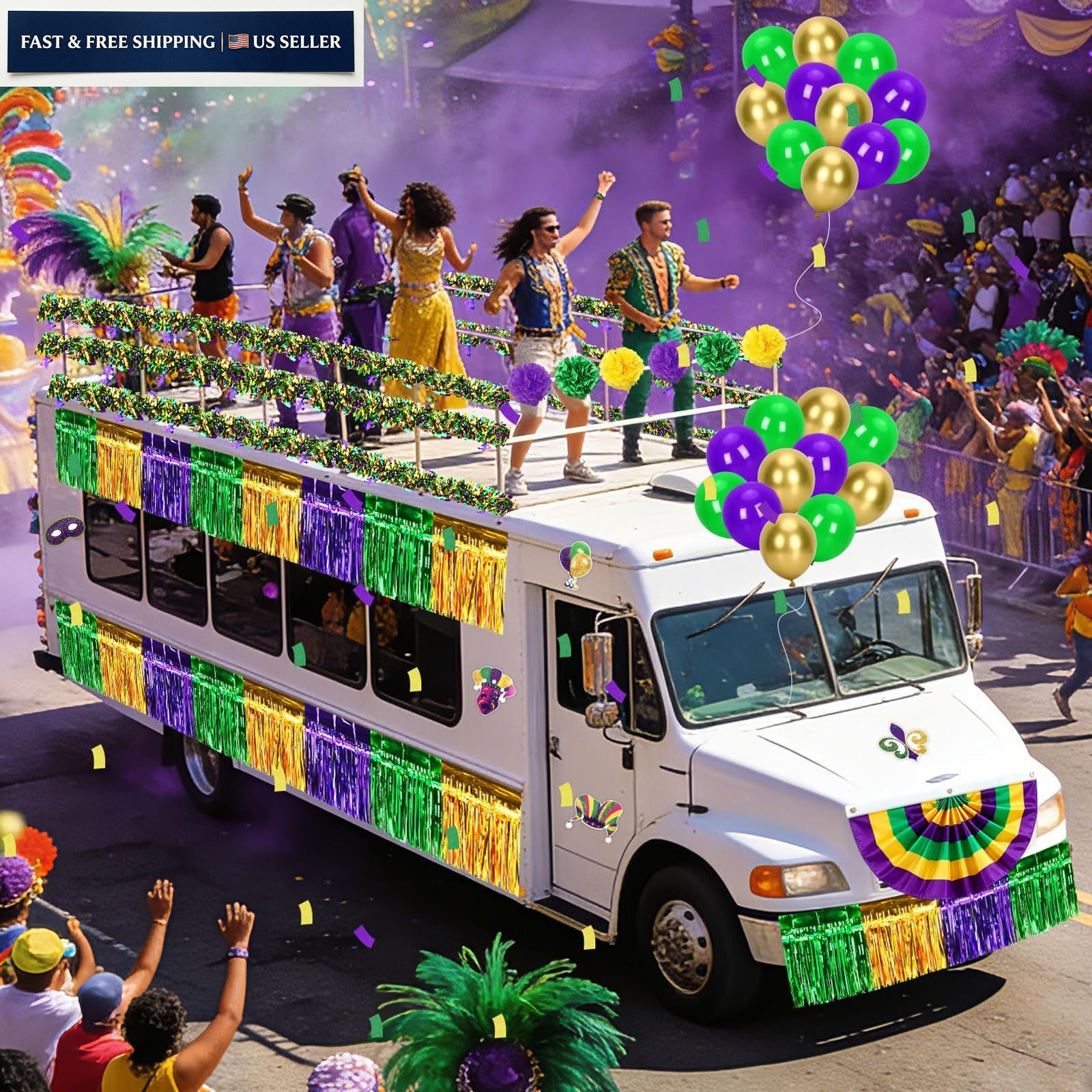 UPINS 57 Pcs Mardi Gras Float Decorations Kit for Parade, Purple