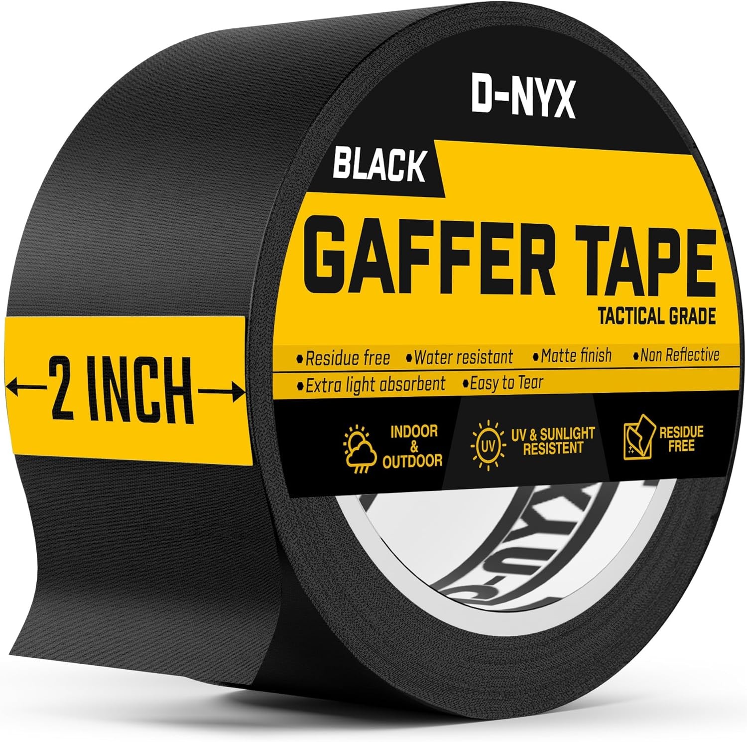 Gaffer Tape 2 Inch x White Gaff Tape No Residue, Heavy Duty Gaffers