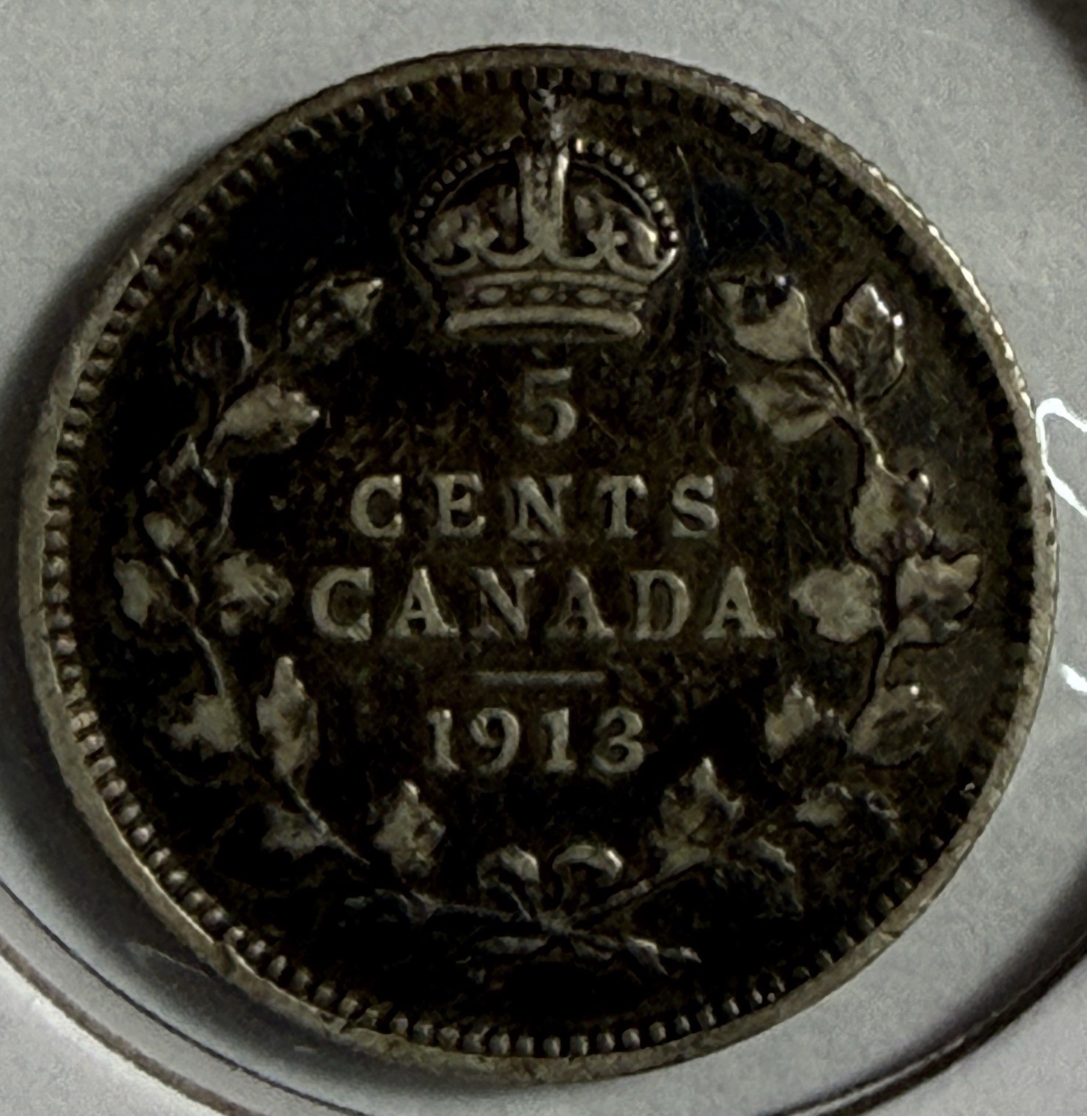 1913 Canada .925 Silver Five 5 Cents 5c KM#13 Edward VII - (9-2)