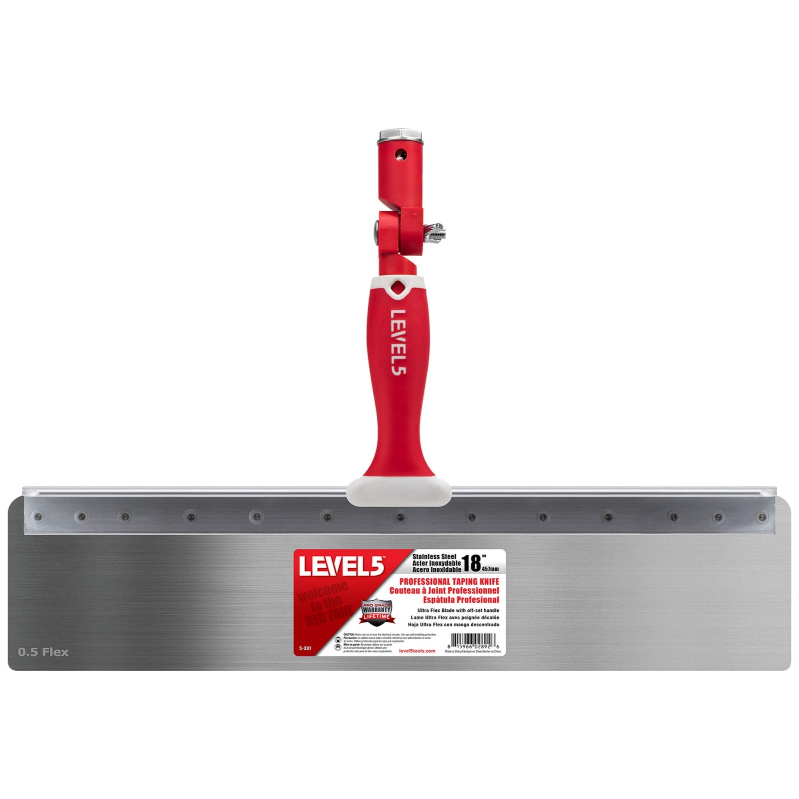 LEVEL5 18" Offset Drywall Taping Knives, Stainless Steel w/ FLEX Blade | 5-391