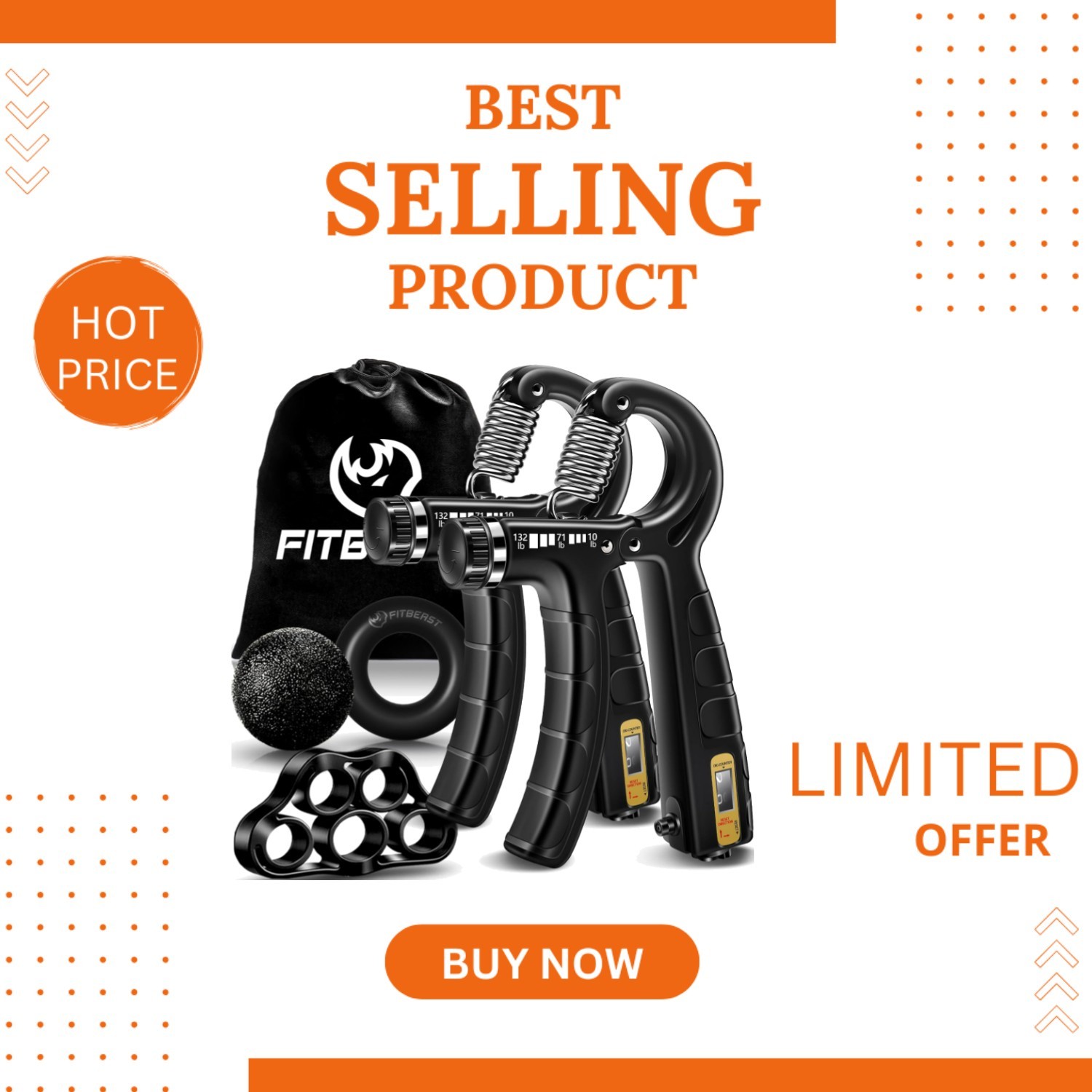 Ultimate Hand Grip Workout Kit: 5 Pack with Adjustable Resistance & Accessories