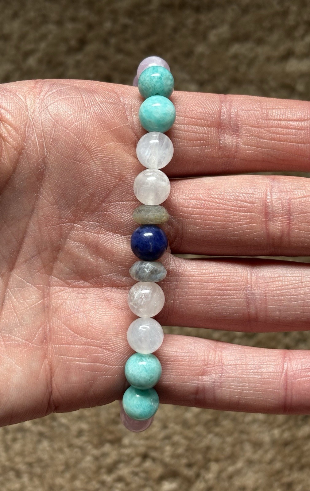 Gemstone Bracelet – Moonstone, Amazonite, Kunzite, Sodalite, & Labradorite
