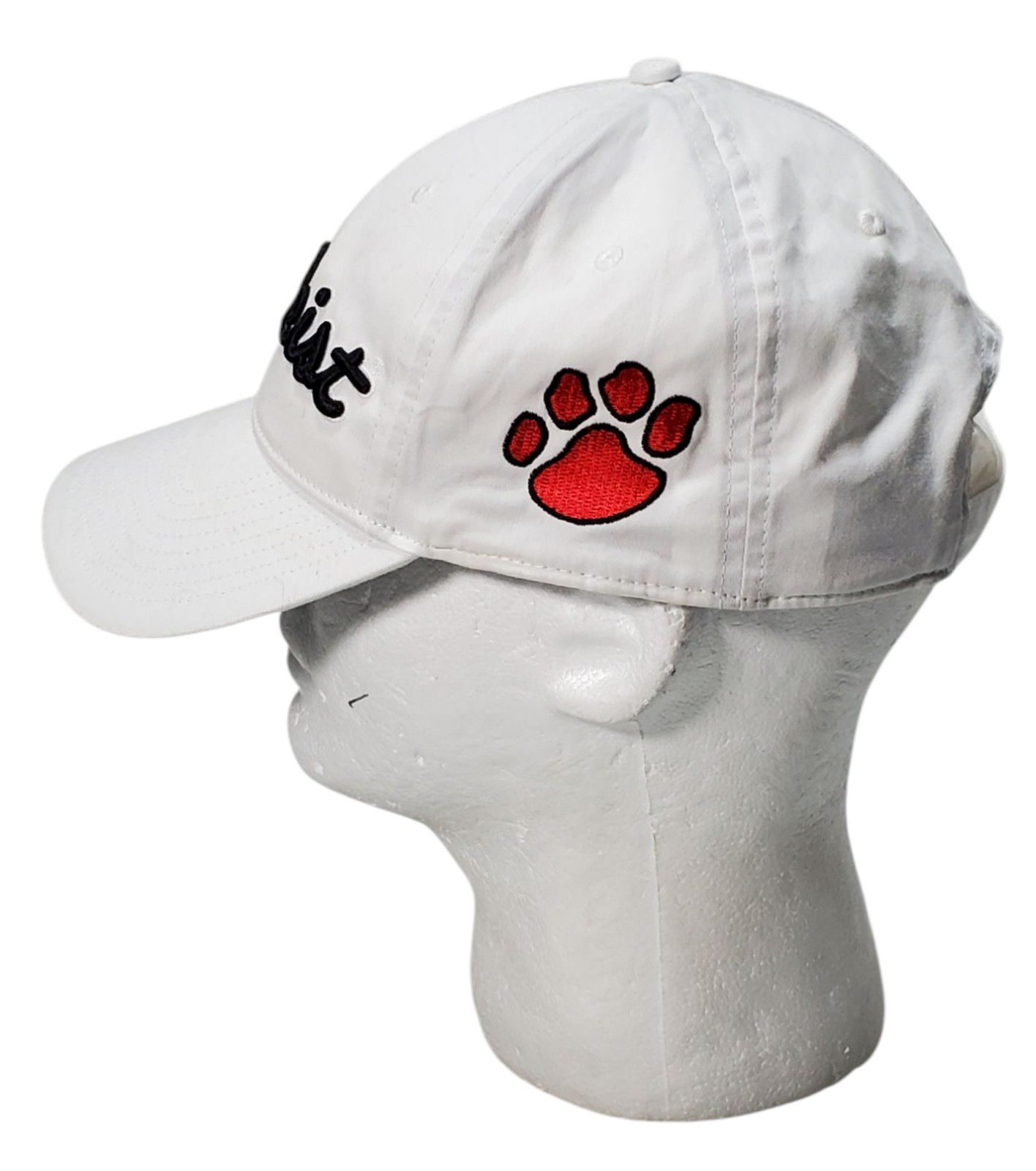 Titleist Golf White Strapback Baseball Hat Cap With Red Paw On Side