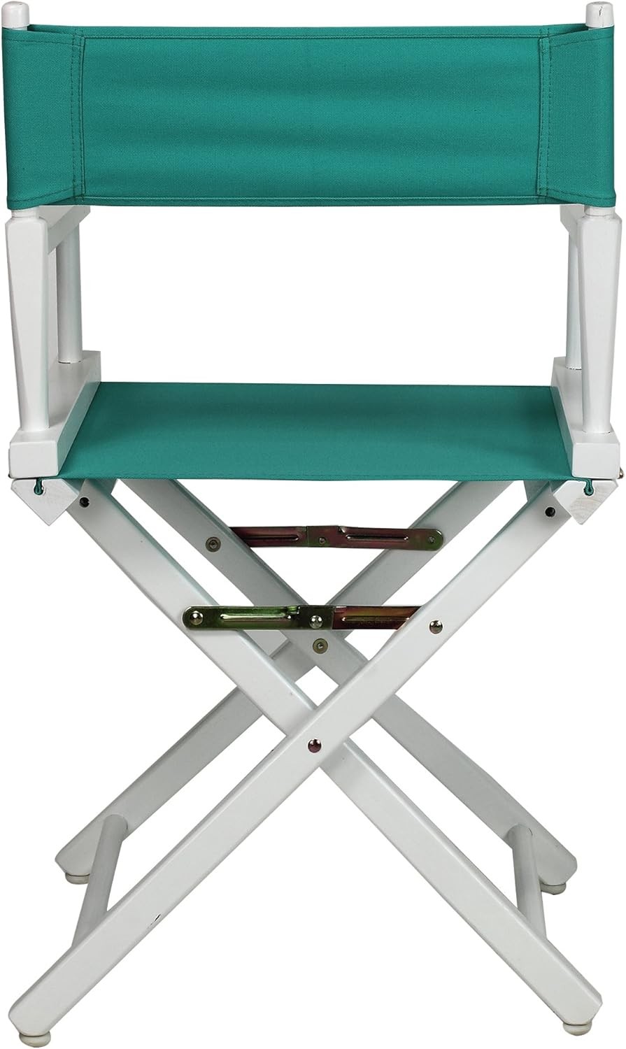 18" Director's Chair White Frame W/ Teal Canvas Beech Cotton