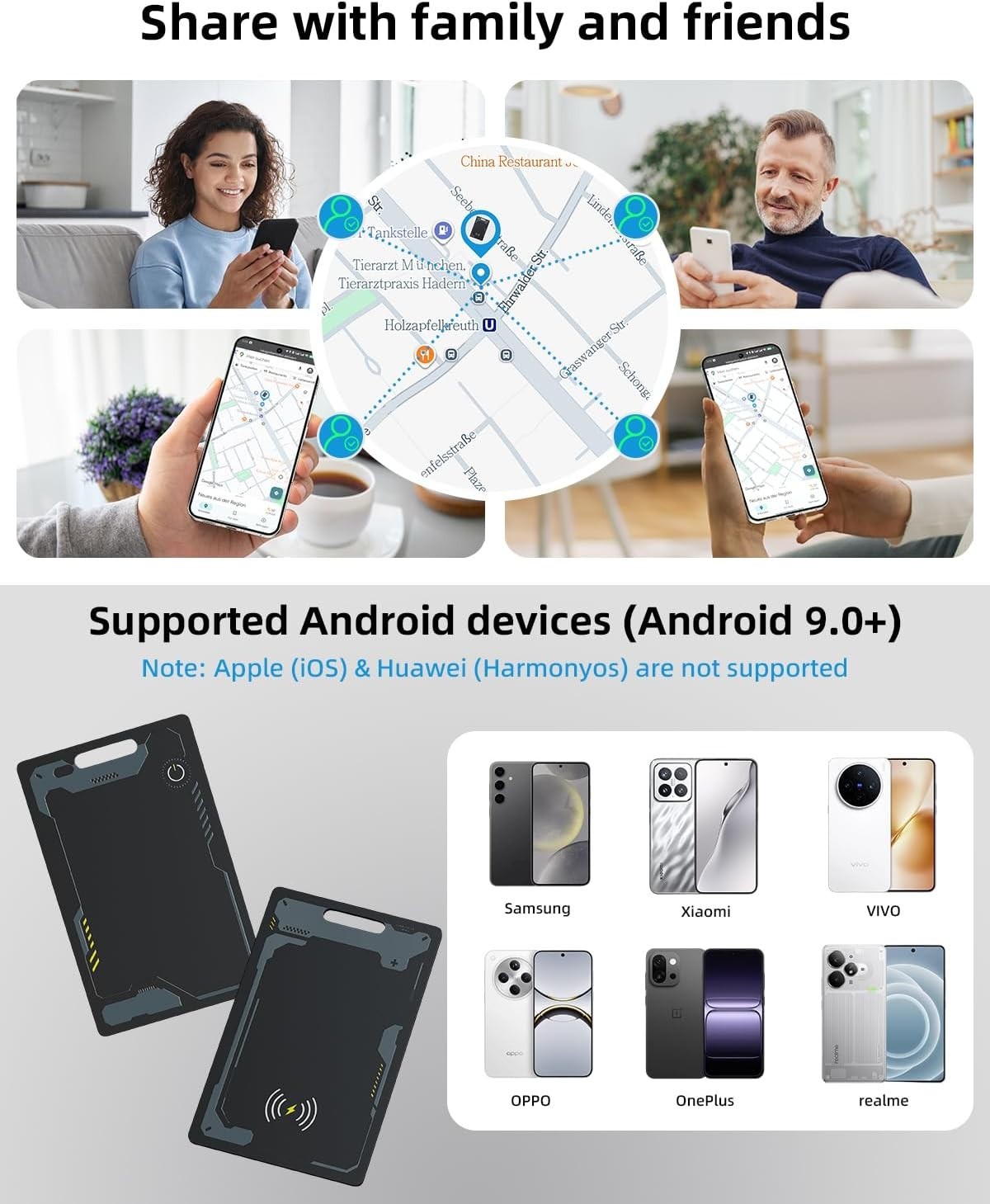 Wallet Tracker Card Android, Waterproof Smart Card Luggage Tracker Compatibl...
