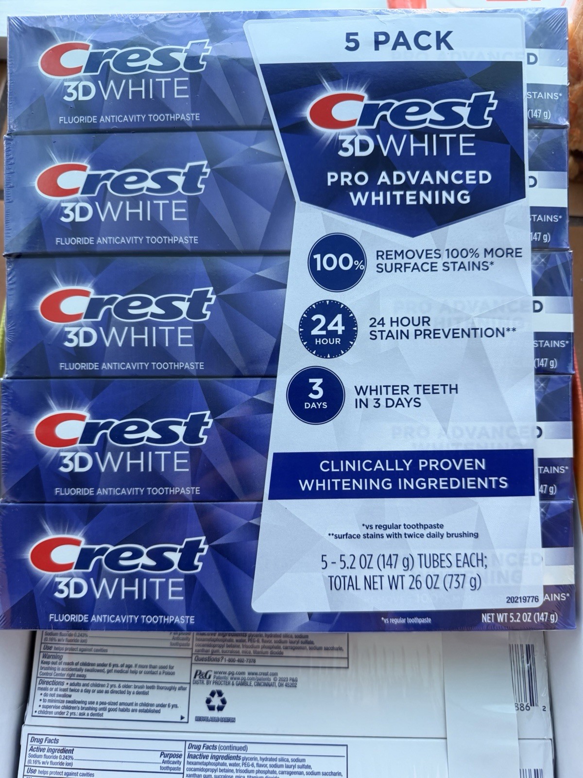 Crest 3D White Pro Advanced Triple Whitening Toothpaste 5-pack