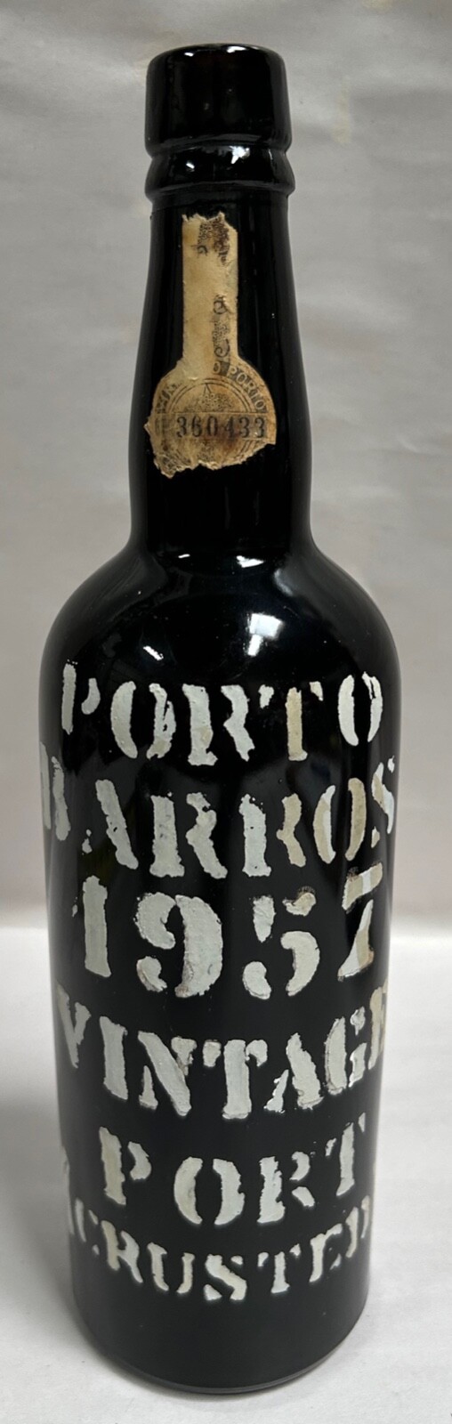Vintage Antique EMPTY Porto Barros 1957 Port Crusted Wine Bottle (A15)