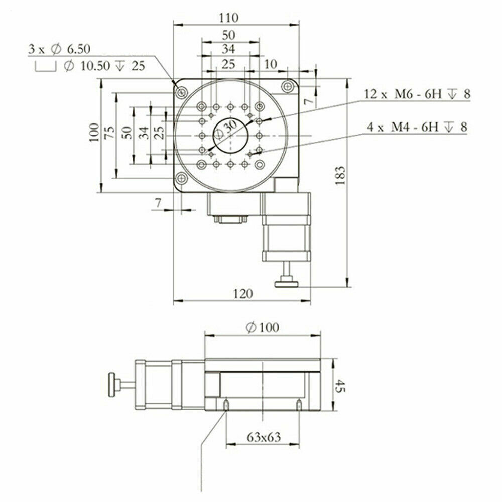 HT03RA100 Motorized Rotary Stage 360° Electric Rotating Platform 100mm