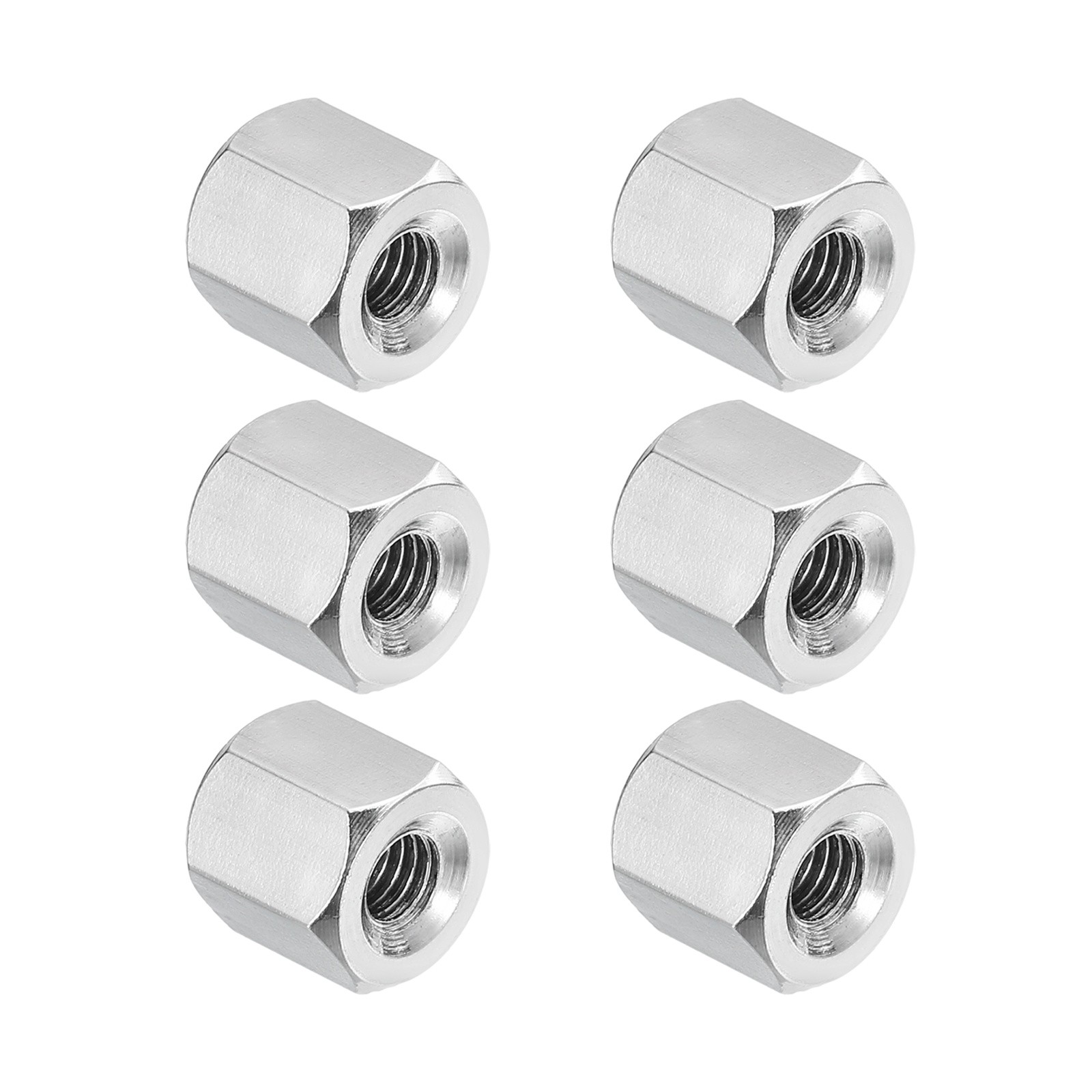 6 Pcs M3x0.5 Pitch 6mm Length 304 Stainless Steel Coarse Hex Coupling Nut