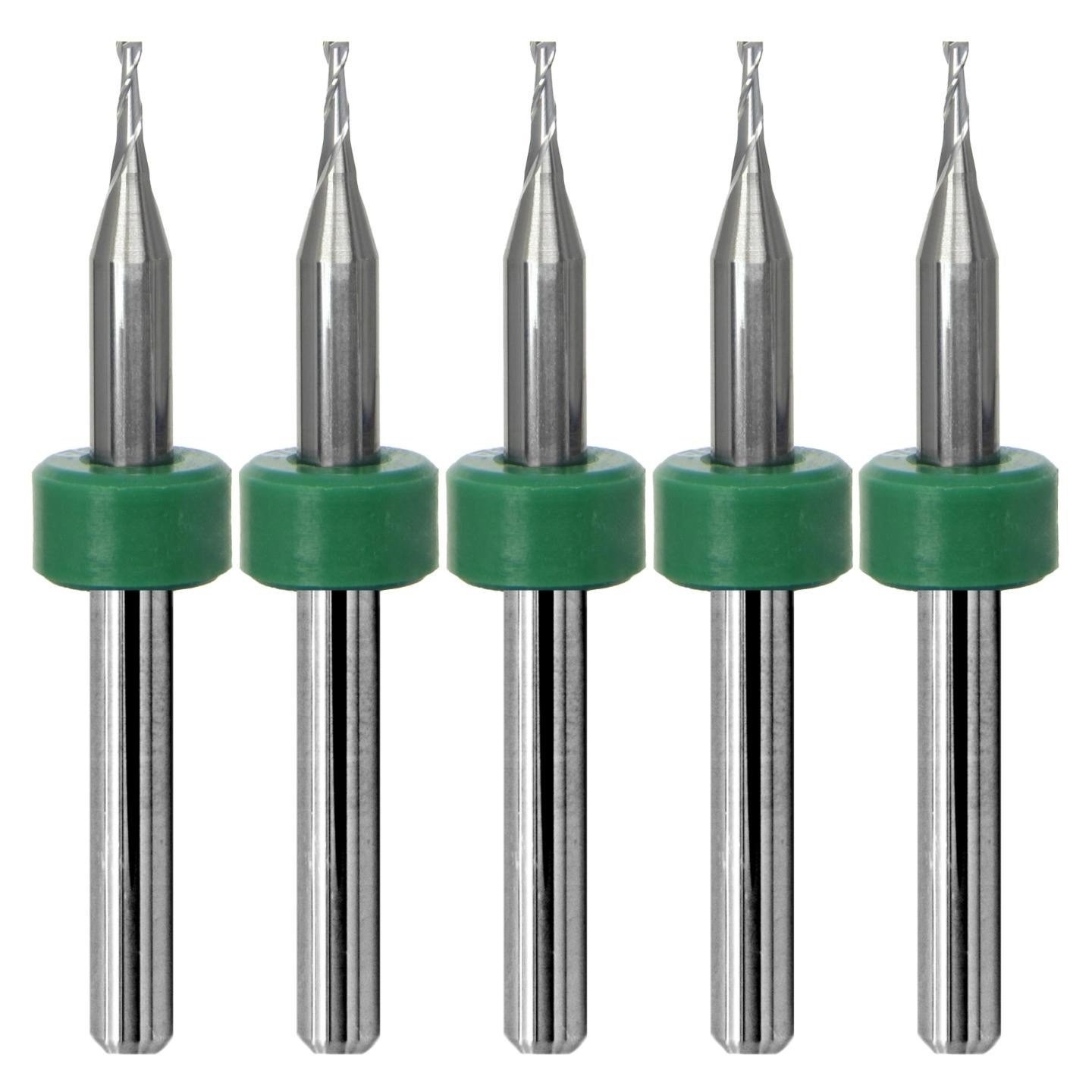 1.00mm (.039") Solid Carbide End Mill 2 Flute 1/8" Shank Square End 5pc Used
