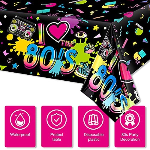 Pack 80s Plastic Party Tablecloth 80's Party Table Cover 80s Birthday 6