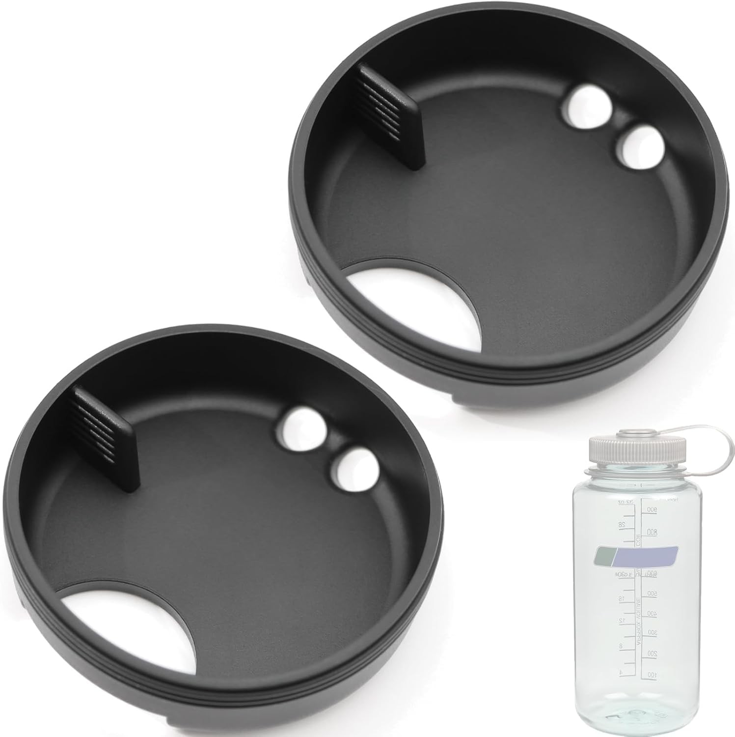 2-Pack Silicone Splashguard for Nalgene, Obsidian Black 2 Pack
