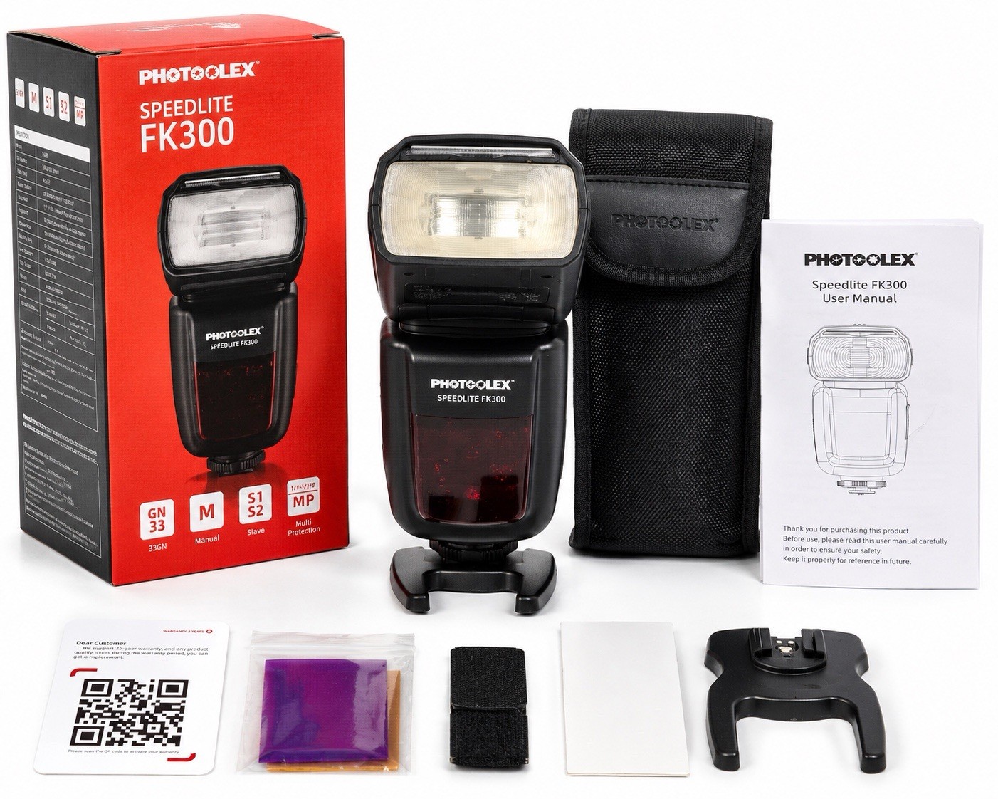 Photolex FK300 Speedlite Flash Manual Camera Flash Tested Complete in Box