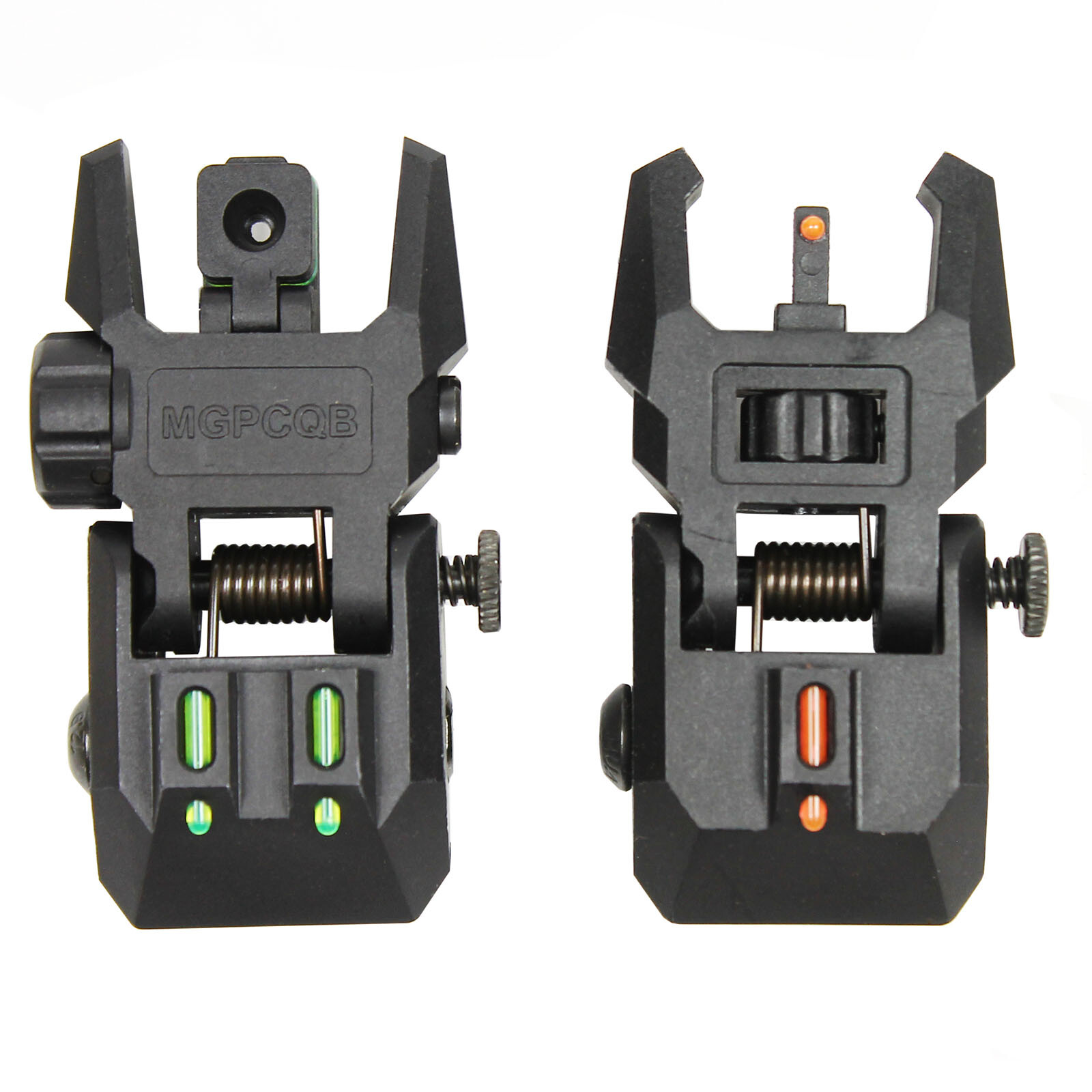 Foldable Iron Sights Flip-up Front and Rear Sight Fiber Optics Dual Aiming Mode