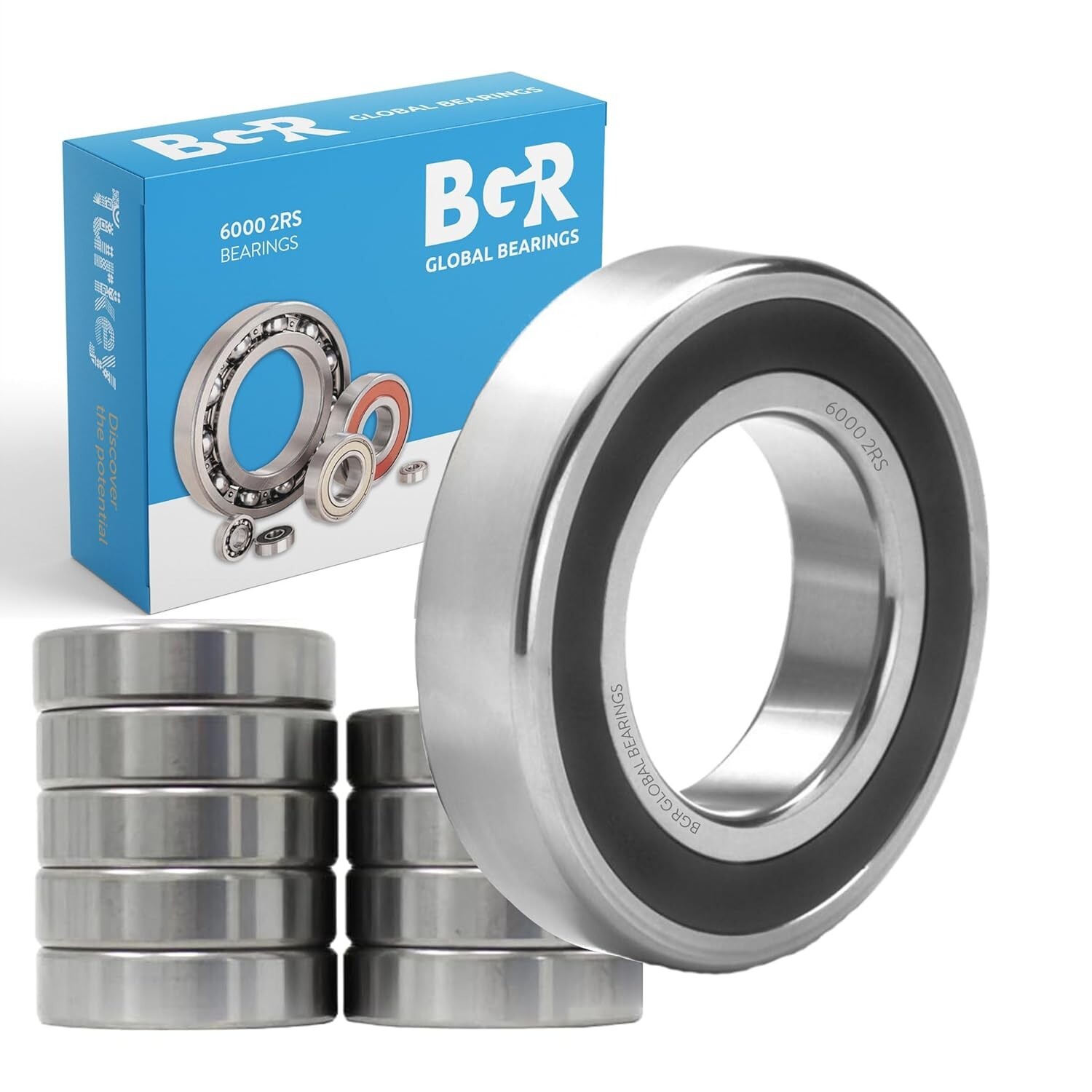 BGR 10 pcs 6000 2RS High Quality Double Rubber Sealed Ball Bearing, 10x 26x 8 mm